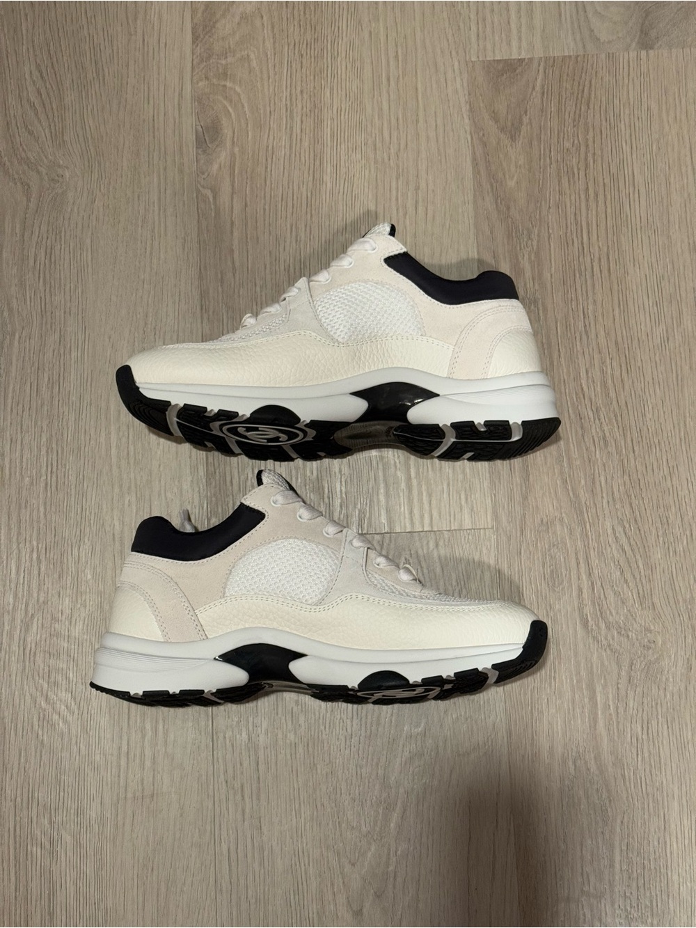 CHANEL Black and White CC Logo Trainer Sneakers - Picture 2 of 8